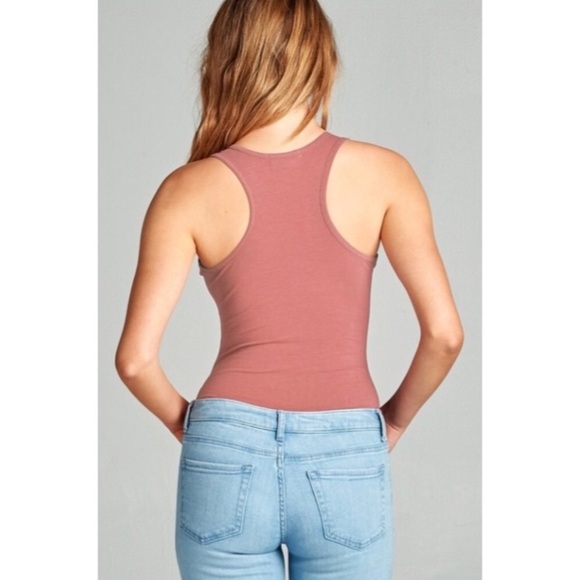 Dusty Mauve Racerback Bodysuit - Picture 2 of 4